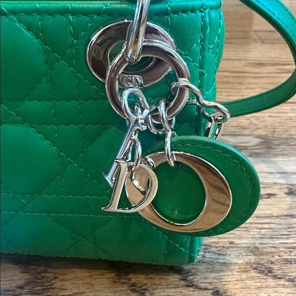 Christian Dior Lady Dior Bag Cannage Quilt Lambskin Micro Fern Green - Picture 3 of 11